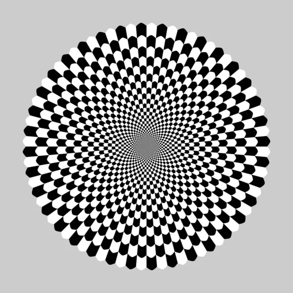 Geometrisk Optisk Illusion Vit Och Svart Cirkel Mönster — Stock vektor