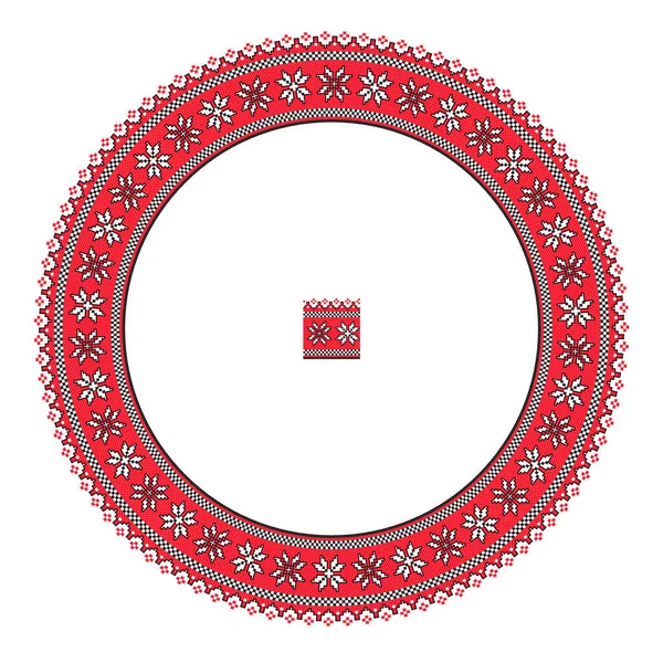 Embroidered Good Handmade Cross Stitch Ethnic Ukraine Pattern Ornament Ethnic — Stock Vector