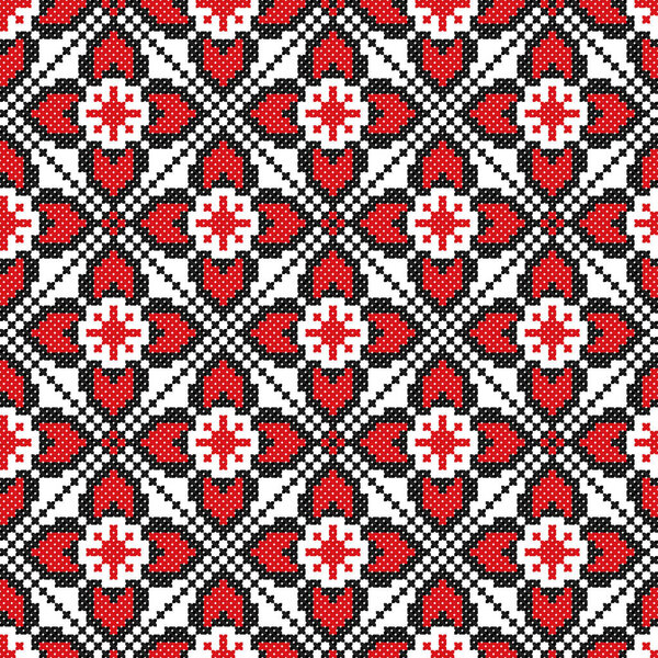 embroidered old handmade cross-stitch ethnic Ukraine pattern. Ukrainian towel with ornament. Rushnyk style in vector