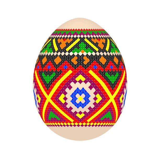 Embroidery Best Easter World Egg Egg Ornament Handmade Cross Stitch — Stock Vector