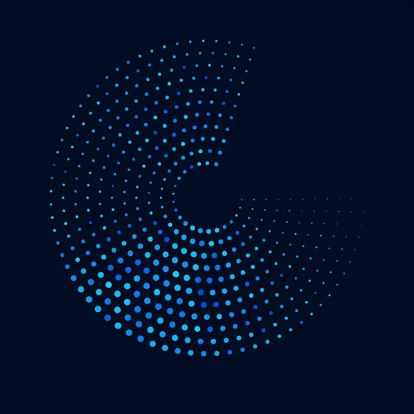 Abstraktní Pozadí Modrými Barevnými Tečkami Kruhové Podobě Návrh Půltónového Efektu — Stockový vektor