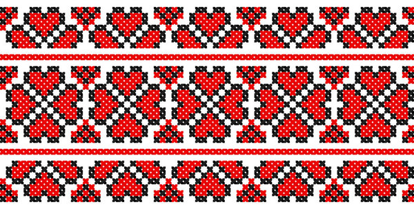 embroidered old handmade cross-stitch ethnic Ukraine pattern. Ukrainian towel with ornament. Rushnyk style in vector