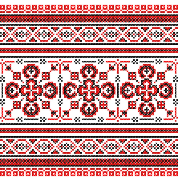 İşlemeli eski el yapımı çapraz dikişli etnik Ukrayna deseni. Süslü Ukrayna havlusu. Vektör olarak Rushnyk biçimi