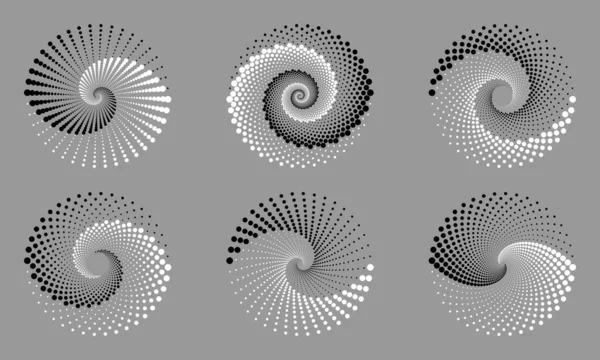 Fond Vectoriel Pointillé Abstrait Effet Demi Teinte Fond Icône Spirale — Image vectorielle