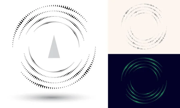 Çember Şeklinde Yarım Ton Üçgenler Yuvarlak Logo Simge Tasarım Elemanı — Stok Vektör