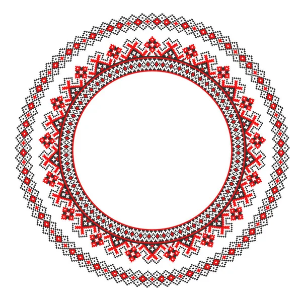 Bestickte Gut Wie Handgemachte Kreuzstich Ethnischen Ukraine Muster Runde Ornamente — Stockvektor