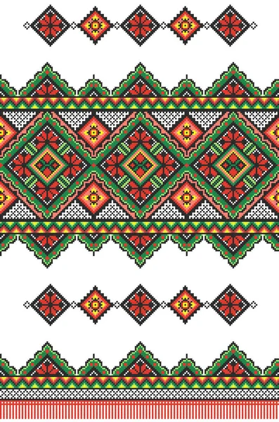 Bestickte Alte Handgefertigte Kreuzstichmuster Ethnischen Ukraine Muster Ukrainisches Handtuch Mit — Stockvektor