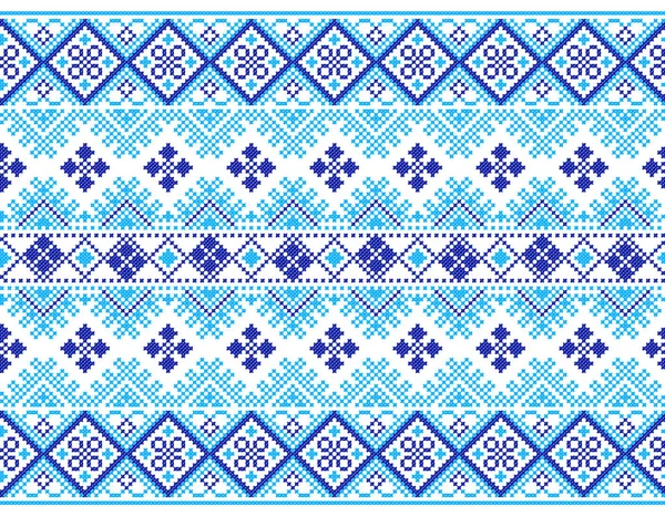 Embroidered Old Handmade Cross Stitch Ethnic Ukraine Pattern Ukrainian Towel — Stock Vector