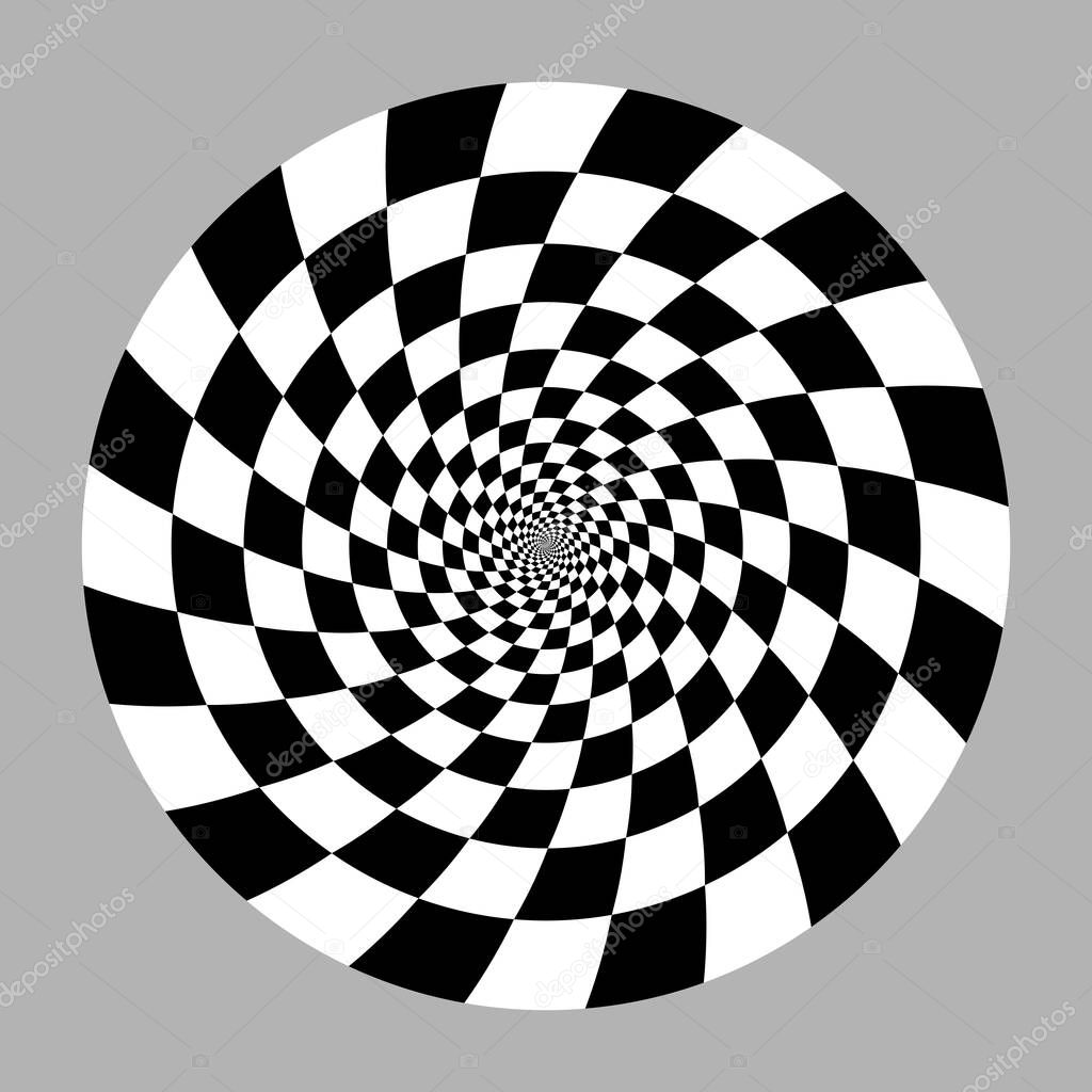 geometric optical illusion. white and black circle pattern