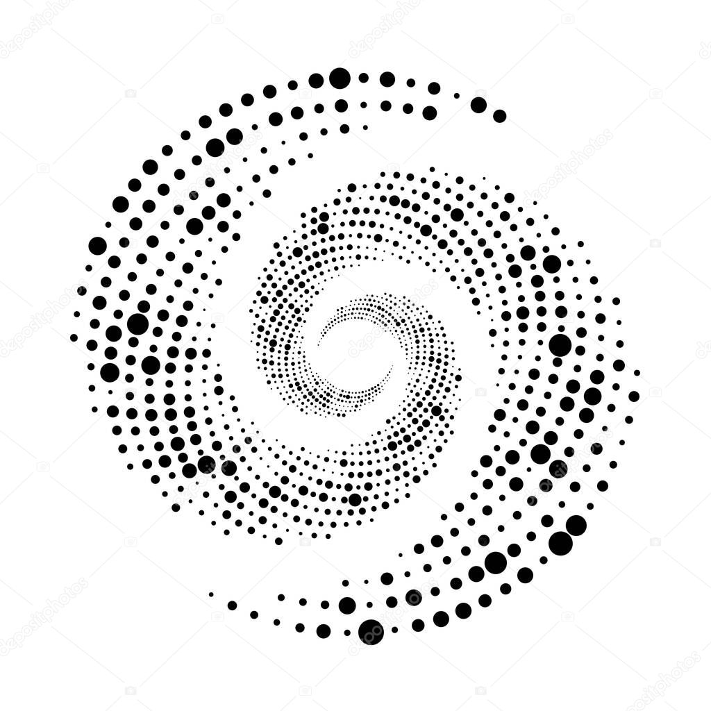 Circle dots backdrop. Halftone shapes, abstract logo emblem or design element for any project. Vector EPS10 illustration.