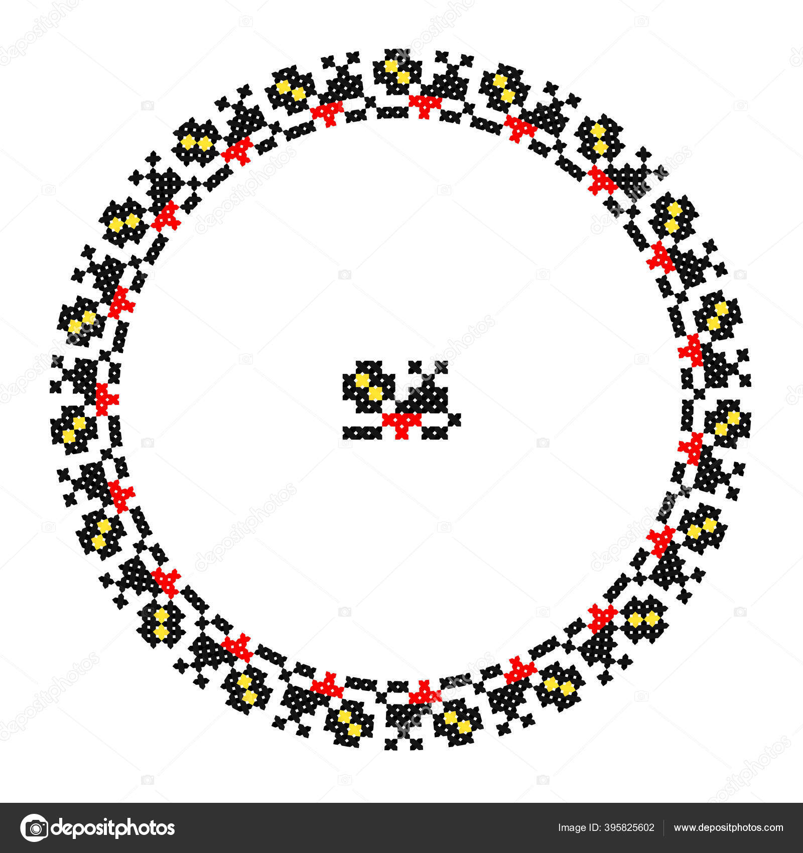 刺绣得很好像手工缝制的十字绣乌克兰族图案民族风格的圆形装饰品时尚背景与华丽的菜肴室内装饰矢量图解图库矢量图©mycola_adams 395825602, image size:1600x1700