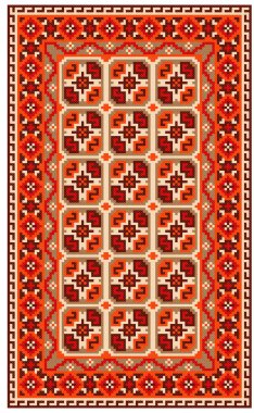 İşlemeli eski el yapımı çapraz dikişli etnik Ukrayna deseni. Süslü Ukrayna havlusu. Vektör olarak Rushnyk biçimi