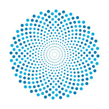 Yarım ton noktalı dairesel arkaplanlı girdap deseni. EPS10 vektörü