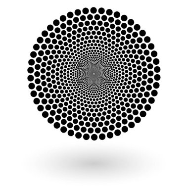 Yarım ton nokta çemberli soyut vektör arkaplanı. Yaratıcı geometrik desen 