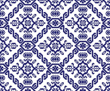 İşlemeli eski el yapımı çapraz dikişli etnik Ukrayna deseni. Süslü Ukrayna havlusu. Vektör olarak Rushnyk biçimi