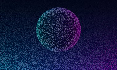 Uzaydaki gezegen olarak parlayan parçacıklar. Sıvı dinamik akışı olan soyut bir arkaplan. EPS 10 vektörü