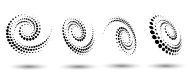 Yarım ton daire çerçeve, herhangi bir proje için soyut noktalar logo amblem tasarım öğesi. Kenar simgesi ya da arka plan. Vektör EPS10 illüstrasyonu. Farklı perspektiflere sahip soyut noktalı yarım ton vektörü