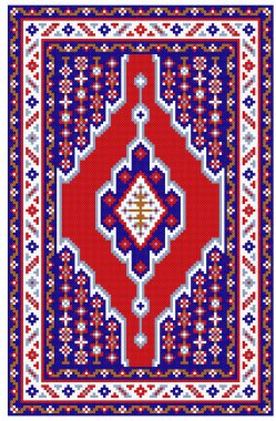 İşlemeli eski el yapımı çapraz dikişli etnik Ukrayna deseni. Süslü Ukrayna havlusu. Vektör olarak Rushnyk biçimi