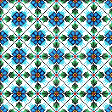 İşlemeli eski el yapımı çapraz dikişli etnik Ukrayna deseni. Süslü Ukrayna havlusu. Vektör olarak Rushnyk biçimi