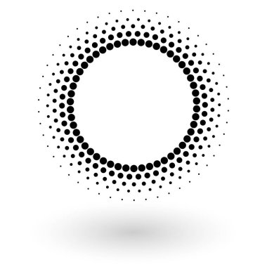 Yarım ton nokta çemberli soyut vektör arkaplanı. Yaratıcı geometrik desen