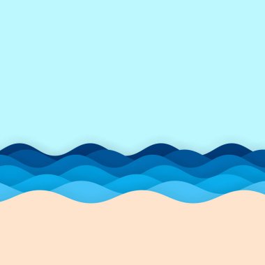 mavi dalgalar deniz arka planında kum ve gökyüzü