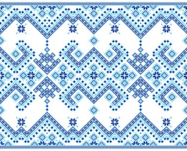 İşlemeli eski el yapımı çapraz dikişli etnik Ukrayna deseni. Süslü Ukrayna havlusu. Vektör olarak Rushnyk biçimi