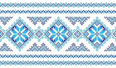 İşlemeli eski el yapımı çapraz dikişli etnik Ukrayna deseni. Süslü Ukrayna havlusu. Vektör olarak Rushnyk biçimi