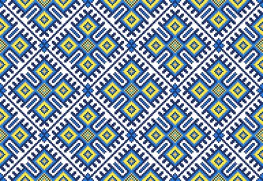 İşlemeli eski el yapımı çapraz dikişli etnik Ukrayna deseni. Süslü Ukrayna havlusu. Vektör olarak Rushnyk biçimi