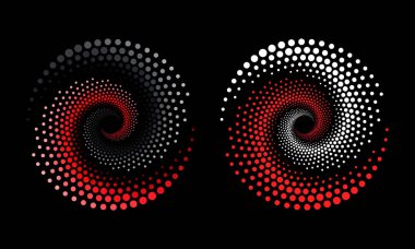 Yarım tonlu yin ve yang sembolü ve spiral noktalı noktalar.