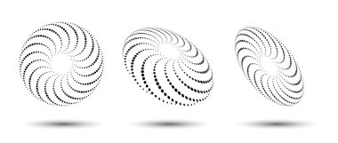 Yarım ton daire çerçeve, herhangi bir proje için soyut noktalar logo amblem tasarım öğesi. Kenar simgesi ya da arka plan. Vektör EPS10 illüstrasyonu. Farklı perspektiflere sahip soyut noktalı yarım ton vektörü