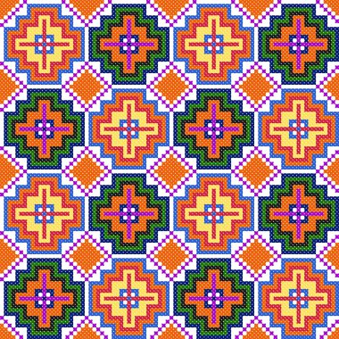 İşlemeli eski el yapımı çapraz dikişli etnik Ukrayna deseni. Süslü Ukrayna havlusu. Vektör olarak Rushnyk biçimi