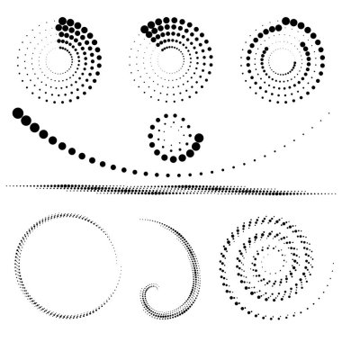 Yarım ton daire çerçeve, soyut noktalar logo amblem tasarım unsuru herhangi bir proje için. Kenar simgesini yuvarla. Vektör EPS10 illüstrasyonu. Soyut noktalı vektör arkaplanı.