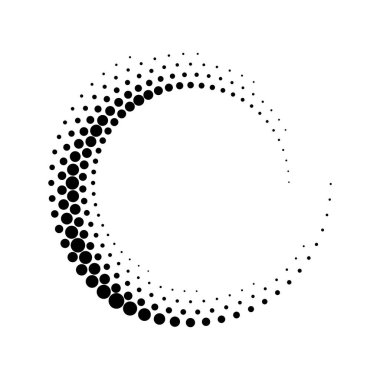 İkon ya da arkaplan olarak yarım ton. Logo veya amblem olarak noktalı siyah soyut vektör çemberi çerçevesi. Tasarımınız için beyaz arkaplanda çember sınırı izole edildi.