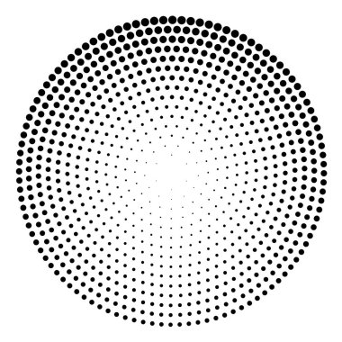 Soyut noktalı vektör arkaplanı. Yarı ton etkisi. Çember noktalı arkaplan