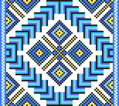 İşlemeli eski el yapımı çapraz dikişli etnik Ukrayna deseni. Süslü Ukrayna havlusu. Vektör olarak Rushnyk biçimi