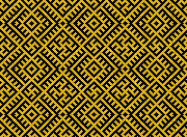 İşlemeli eski el yapımı çapraz dikişli etnik Ukrayna deseni. Süslü Ukrayna havlusu. Vektör olarak Rushnyk biçimi