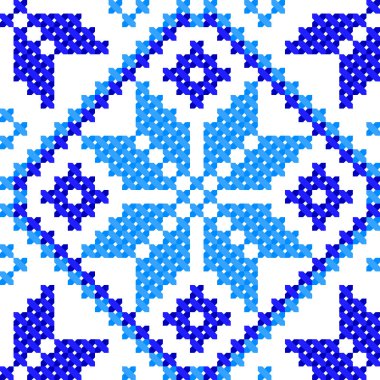 İşlemeli eski el yapımı çapraz dikişli etnik Ukrayna deseni. Süslü Ukrayna havlusu. Vektör olarak Rushnyk biçimi