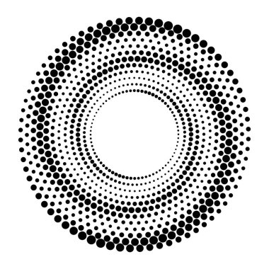 İkon ya da arkaplan olarak yarım ton. Logo veya amblem olarak noktalı siyah soyut vektör çemberi çerçevesi. Tasarımınız için beyaz arkaplanda çember sınırı izole edildi.