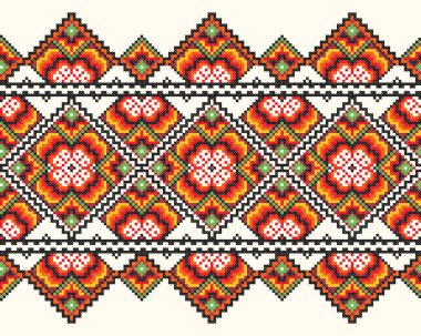 Eski el yapımı, çapraz dikişli Ukrayna deseni gibi güzel işlenmiş. Süslü Ukrayna havlusu, vektör olarak aceleci denir.