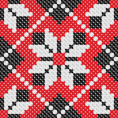 İşlemeli eski el yapımı çapraz dikişli etnik Ukrayna deseni. Süslü Ukrayna havlusu. Vektör olarak Rushnyk biçimi