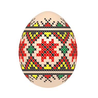 Nakışlı En İyi Paskalya Yumurtası. Süslü yumurta, el yapımı çapraz dikişli etnik Ukrayna deseni gibi. Hediye kartı şablonu, broşür, broşür, dergi kapağı. Pysanka süsü.