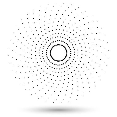 İkon ya da arkaplan olarak yarım ton. Logo veya amblem olarak noktalı siyah soyut vektör çemberi çerçevesi. Tasarımınız için beyaz arkaplanda çember sınırı izole edildi.