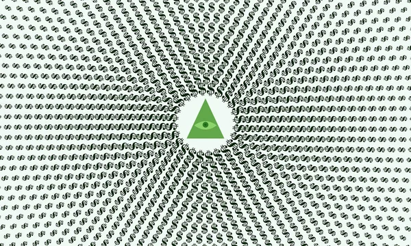 Sinal Dólar Forma Círculo Com Triângulo Verde Centro Efeito Design — Vetor de Stock