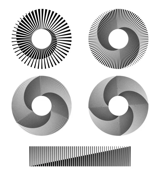 Monochrome Kreisform Mit Halbtonlinien Und Übergängen — Stockvektor