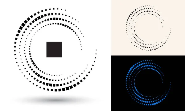 Halbtonrechtecke Kreisform Rundes Logo Oder Symbol Vektorrahmen Als Gestaltungselement Der — Stockvektor