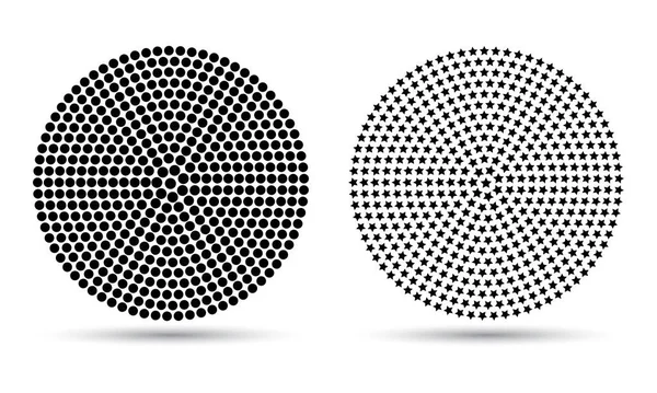Contexte Abstrait Moderne Étoiles Points Demi Tons Forme Cercle Logo — Image vectorielle