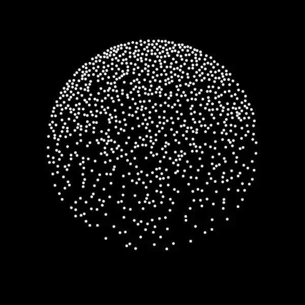 Abstrato Esfera Pontos Brancos Sobre Fundo Preto Modelo Logotipo Ícone — Vetor de Stock