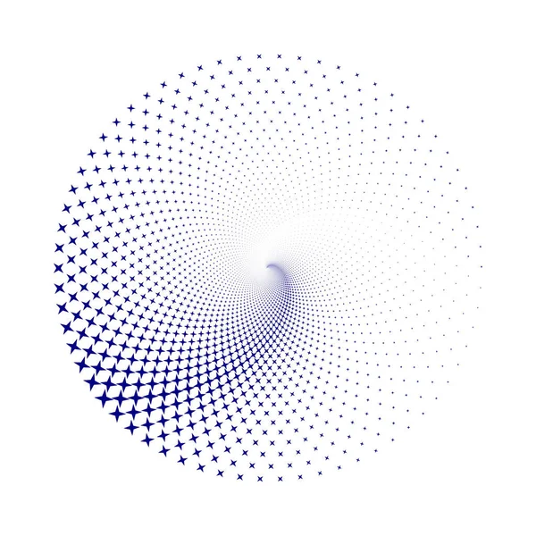 アイコンや背景としてハーフトーンラウンド ドットをロゴやエンブレムとした青の抽象ベクトルサークルフレーム デザインの円の枠線の背景 — ストックベクタ
