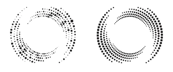 Fondo Abstracto Moderno Cuadrados Medio Tono Forma Círculo Logo Redondo — Archivo Imágenes Vectoriales