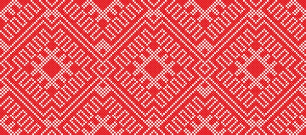 Seamless Embroidered Handmade Cross Stitch Ethnic Ukraine Pattern Design Vector — Stock Vector